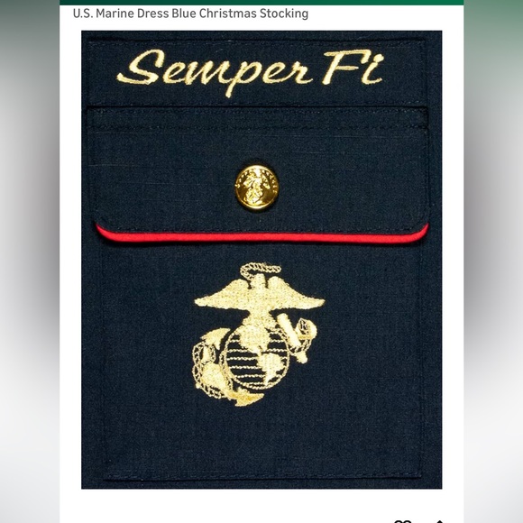Dark Marine Dress Blue and Gold Semper Fi Christmas Stocking - Picture 2 of 3